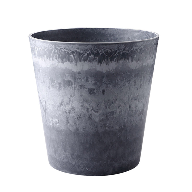 37cm Tapered Round Resin Planter Weathered Grey Concrete Look Indoor