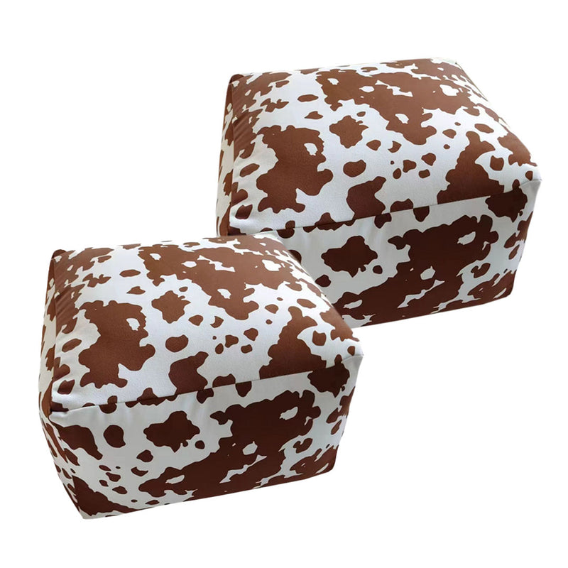 2X Squared Pouffe Seat Cushion Velvet Cotton 55x55x35cm Multicolor Footstool