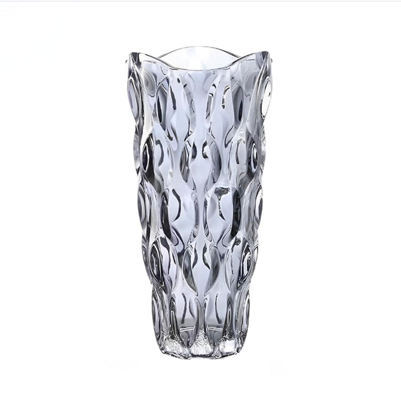 30cm Hand Blown Glass Tall Vase Grey Modern Thick Home Decor