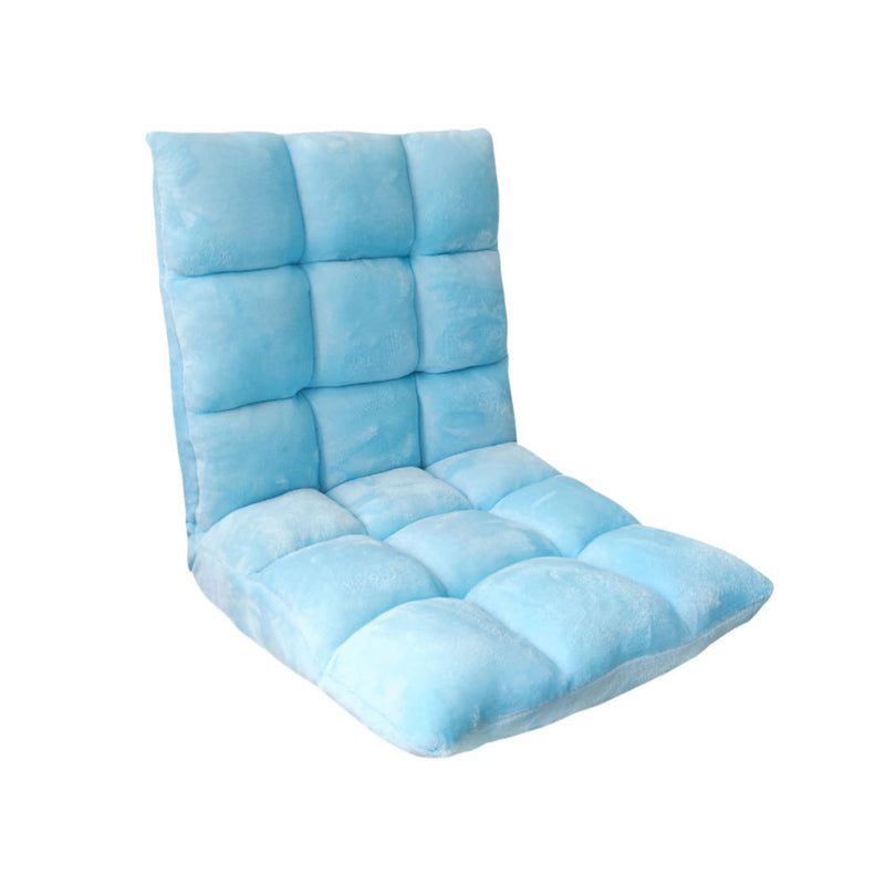 Light Blue Adjustable Floor Recliner Sofa Chair Flannel Memory Foam 108cm