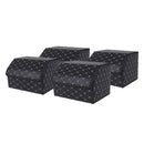4X Leather Car Boot Organizer Portable Foldable Collapsible Storage Box Black