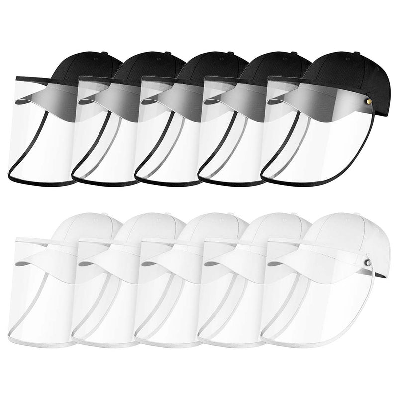 10X Adult Protective Hat Full Face Shield Cotton Plastic Tpu 27x41cm Black White
