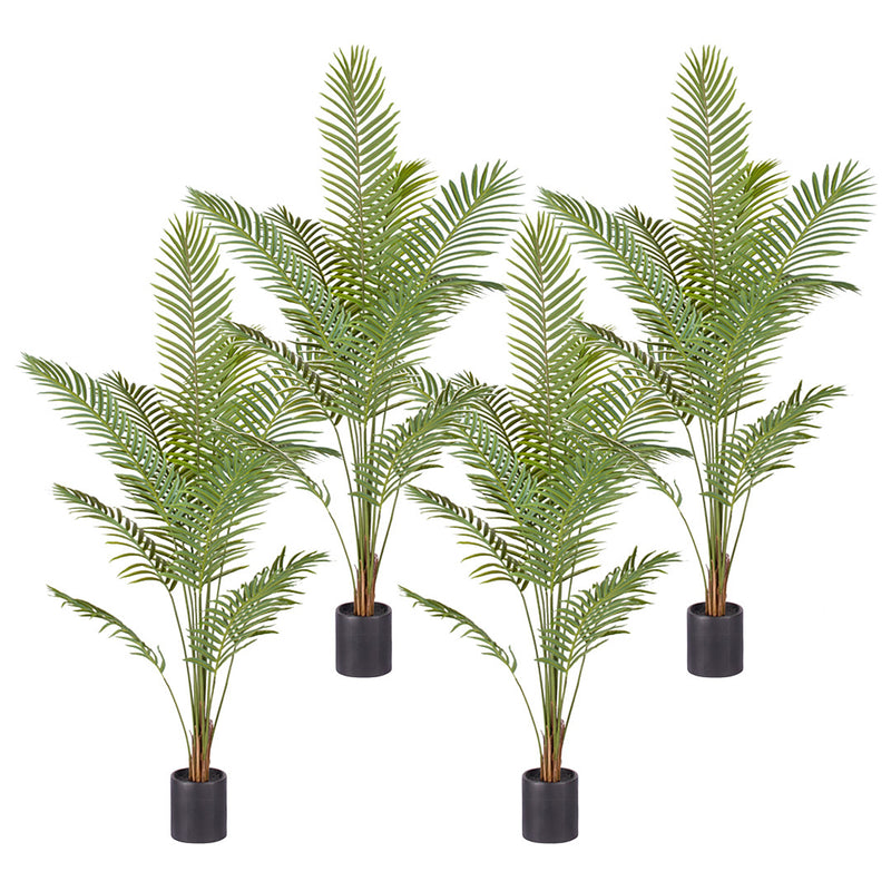 4X Artificial Areca Palm Trees Polyethylene 210cm Indoor Pot Green