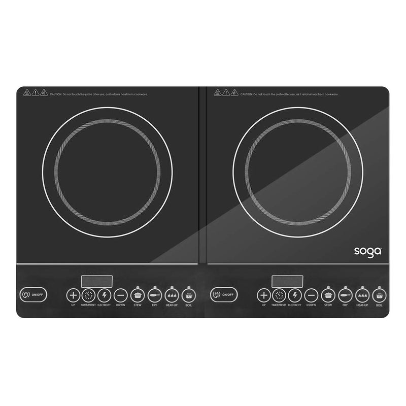 Induction Double Burner Cooktop Portable 27.5cm Plates 1100W 8 Heat Settings