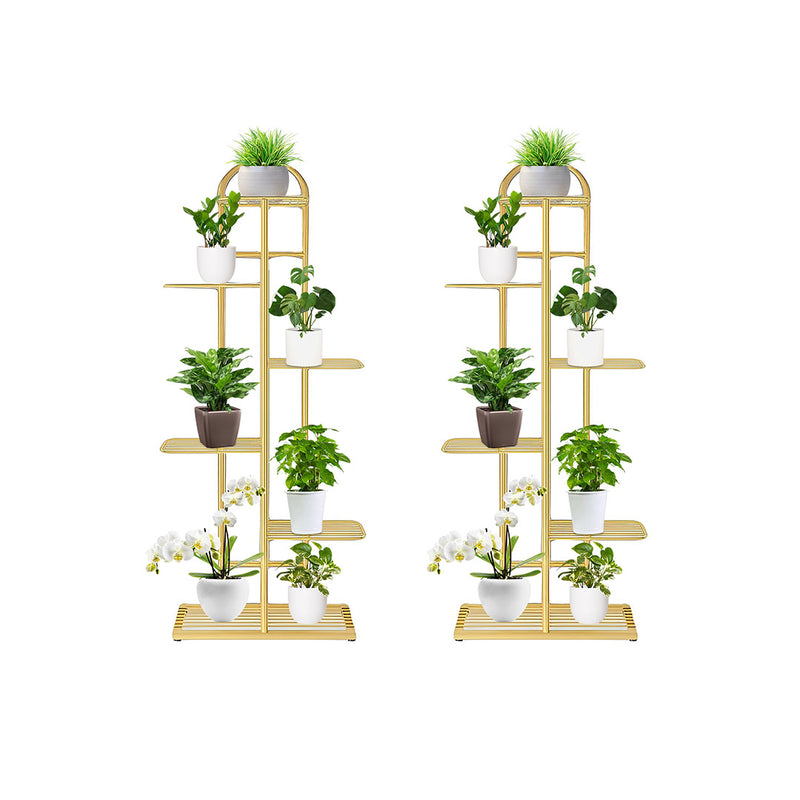 2X 6 Tier Gold Metal Plant Stand 7 Pots Indoor Flowerpot Display Shelf Decor