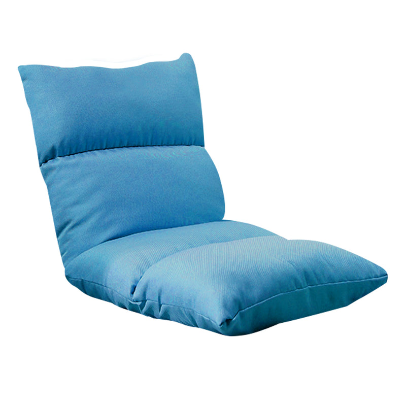 Floor Lounge Recliner Chair Adjustable Folding Linen Blue 108x53x15cm Padded