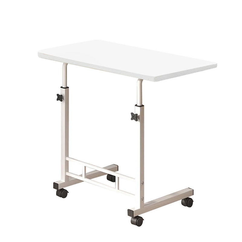 Walnut 40x80cm Bedside Table Movable Desk White Metal Frame With Wheels