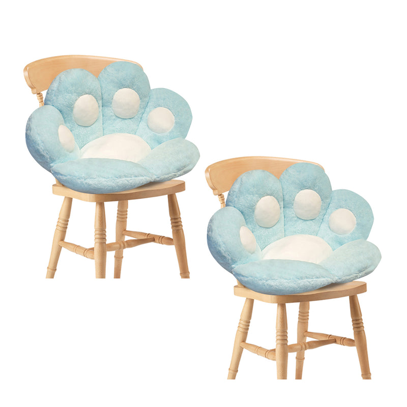 2X 70cm Mint Blue Paw Shape Plush Cushion Warm Sofa Pillow Backseat Mat Decor