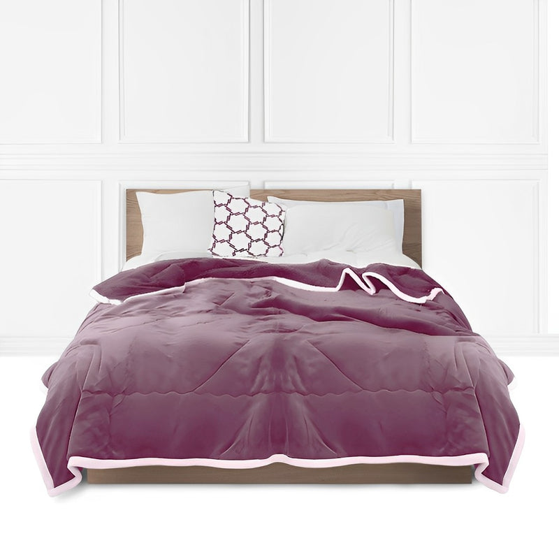 Light Purple Thick Flannel Polyester Throw Blanket 200x220cm Double Sided