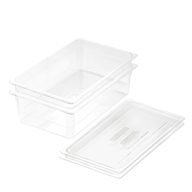 Gastronorm 1/1 Polycarbonate Pan 150mm Deep Transparent With Lid Bundle of 2