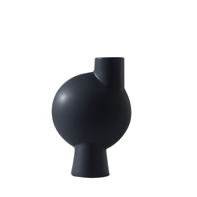 Modern Ceramic Abstract Vase 17.8x6.3x26.7cm Narrow Neck Black