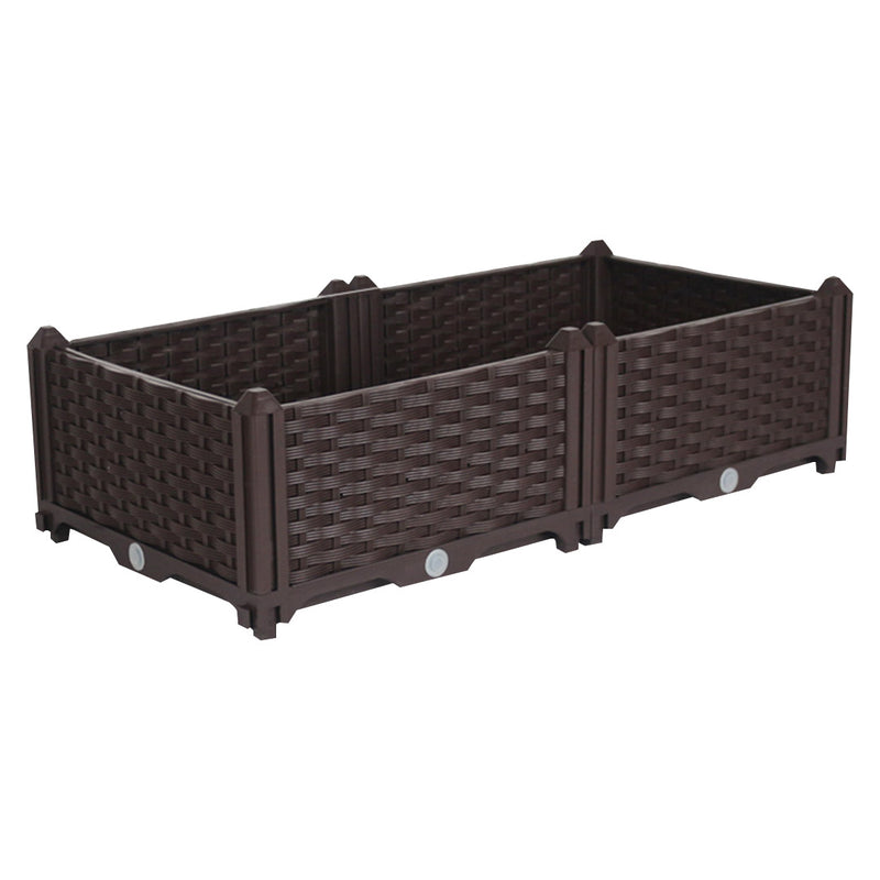 80cm Raised Planter Box Dark Brown Plastic Garden Bed Self-Watering Outdoor