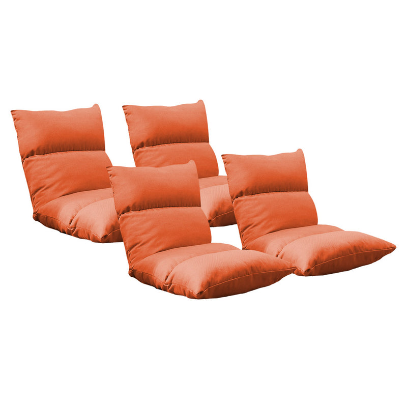 4X Folding Floor Recliner Chair Linen Fabric 108x53x15cm Adjustable Orange