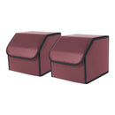 2X Leather Car Boot Organizer Box Foldable Portable Red Small Storage 30x30x30cm