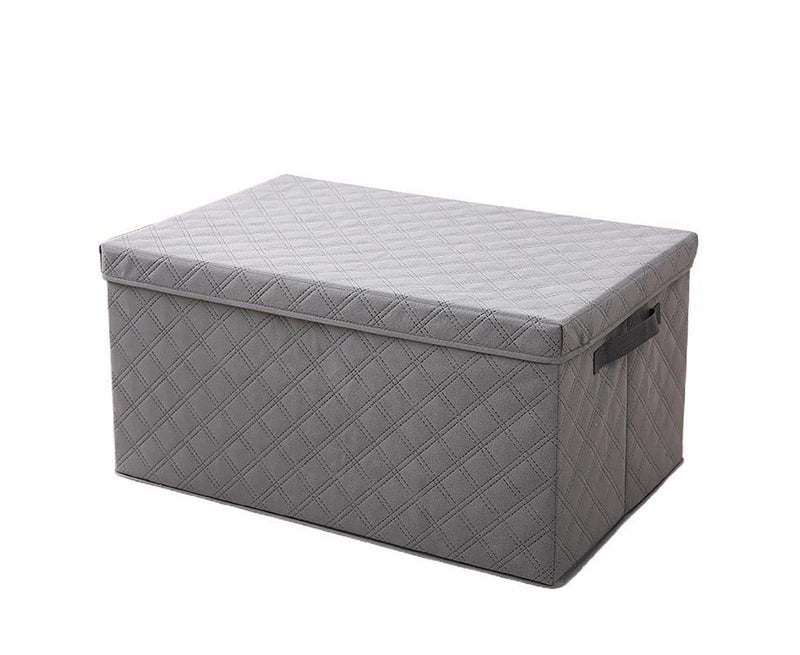 Medium Grey Non Woven Foldable Storage Box 40x30x25cm Quilted Diamond Lid