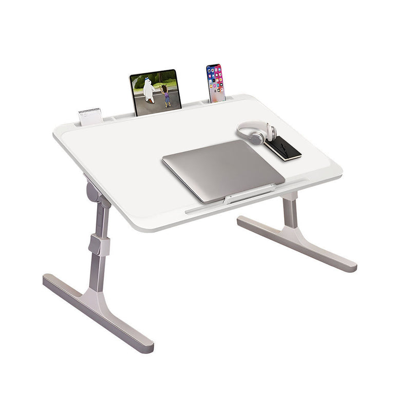 Foldable Adjustable Bed Table 70x45cm Laptop Desk White Tablet Slot Antislip
