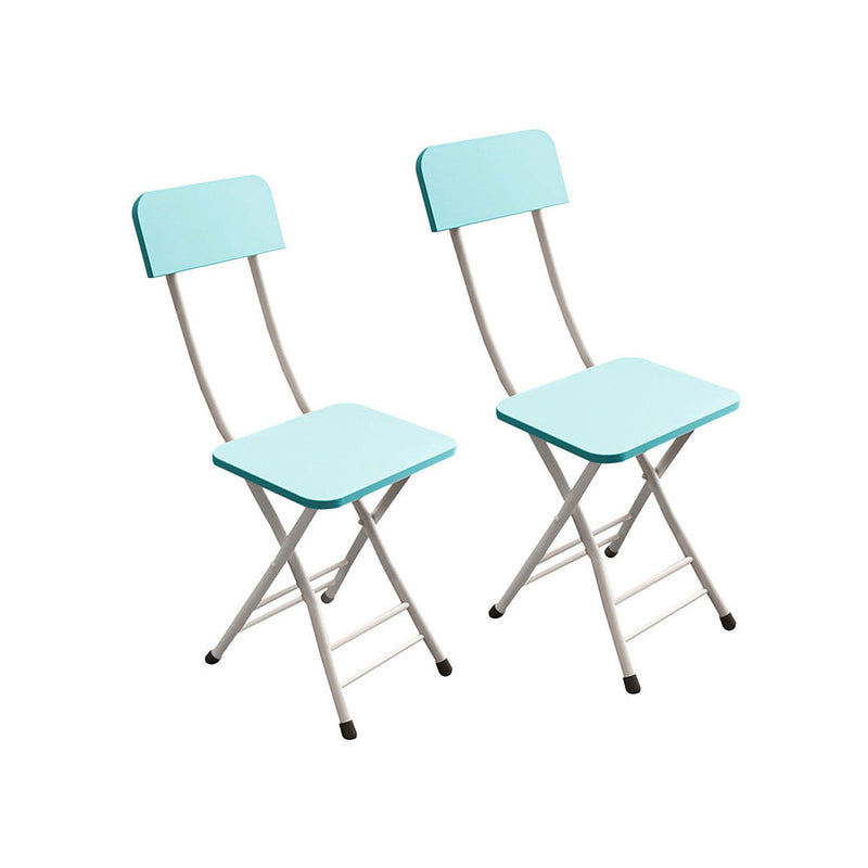 Blue Foldable Chair Mdf Seat Aluminum Legs 77cm Height Lightweight Set of 2
