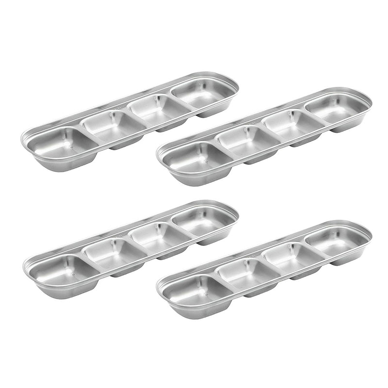 26cm Stainless Steel Four Compartment Divided Sauce Dish Silver