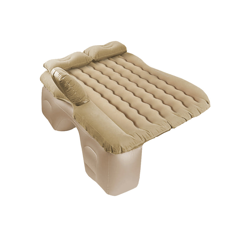 Beige Ripple Inflatable Car Mattress Camping Air Bed Portable Travel Essential