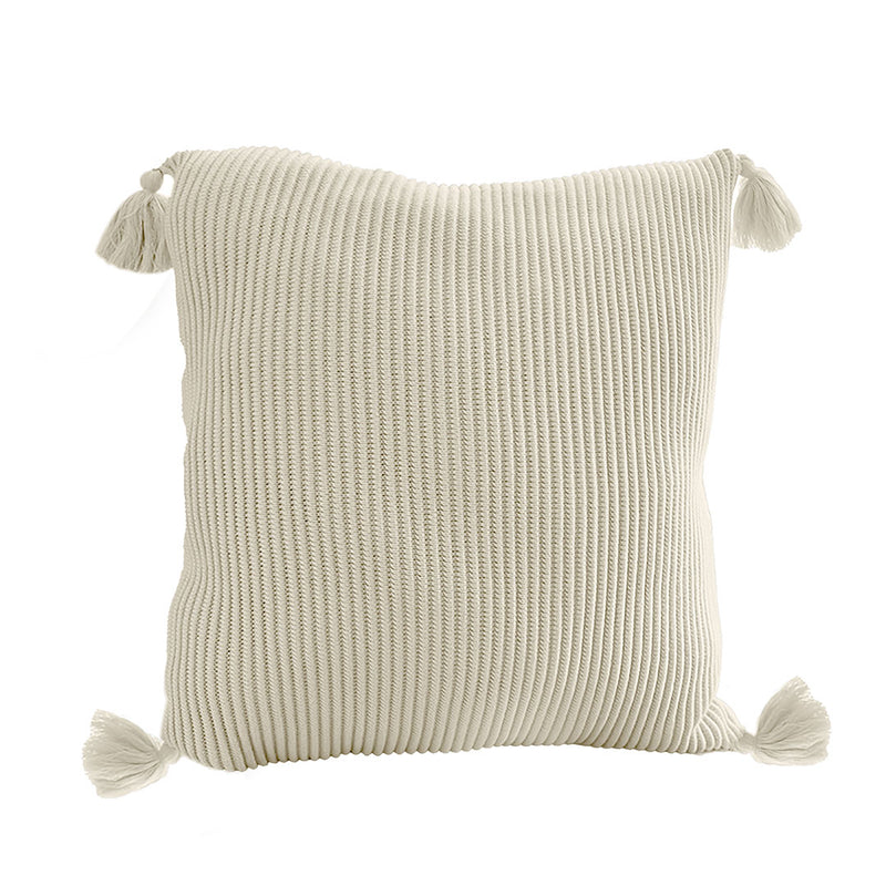 Square Throw Pillow Velvet Cotton Blend 45x45cm Thick 15cm Khaki Tassel