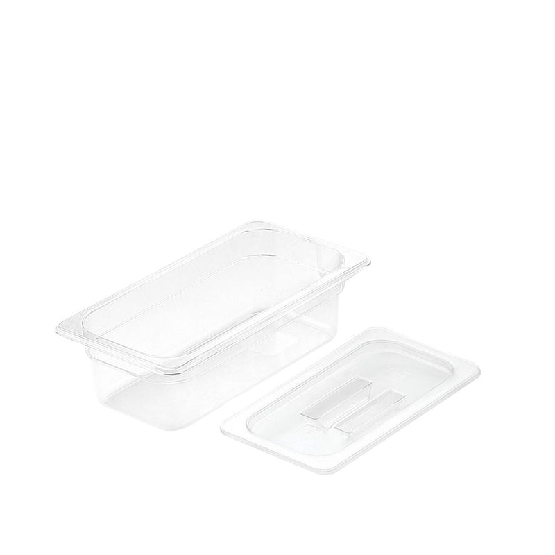 1/3 Gastronorm Pan 100mm Polycarbonate Clear With Lid Dishwasher Safe
