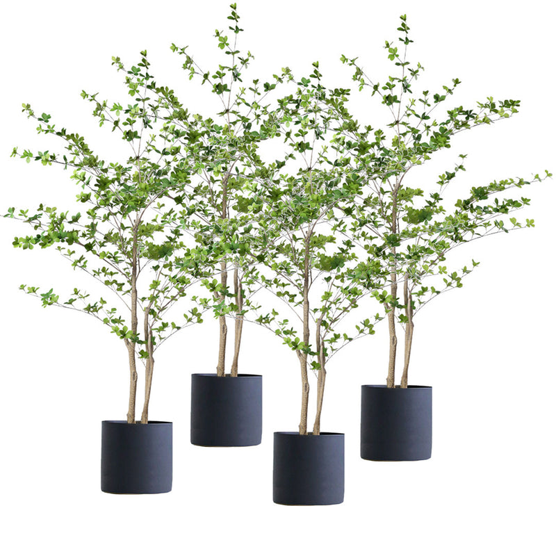 4X 150cm Artificial Watercress Plant Silk Leaves Polyethylene Trunk Potted Green