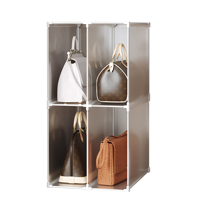 2 Tier 4 Cube PP Plastic Organizer Portable Stackable Shelves Transparent