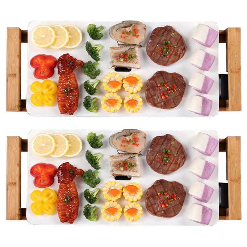 2X Electric Ceramic BBQ Grill Nonstick Hot Plate Indoor Outdoor Adjustable White