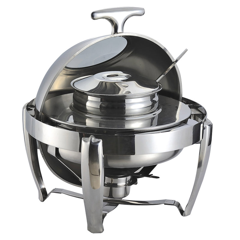 6.5L Stainless Steel Round Roll Top Soup Tureen Chafer Window Lid