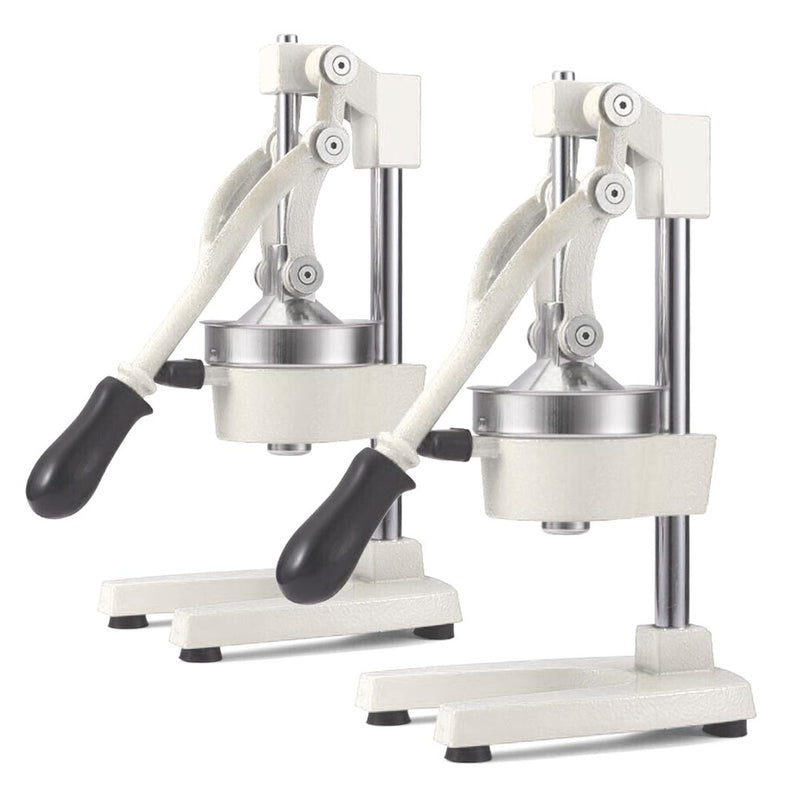 2X Commercial Hand Press Juicer Cast Iron Base 304 Stainless Steel White