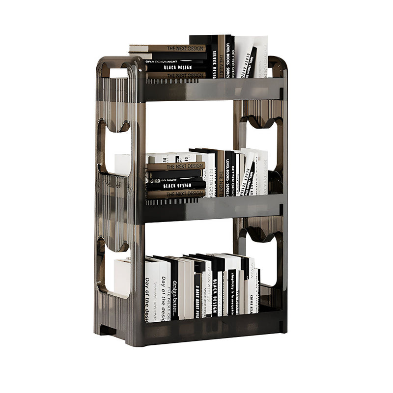 Black Plastic 3 Tier Bookshelf Cosmetic Storage Rack 38x24x62cm With Wheels
