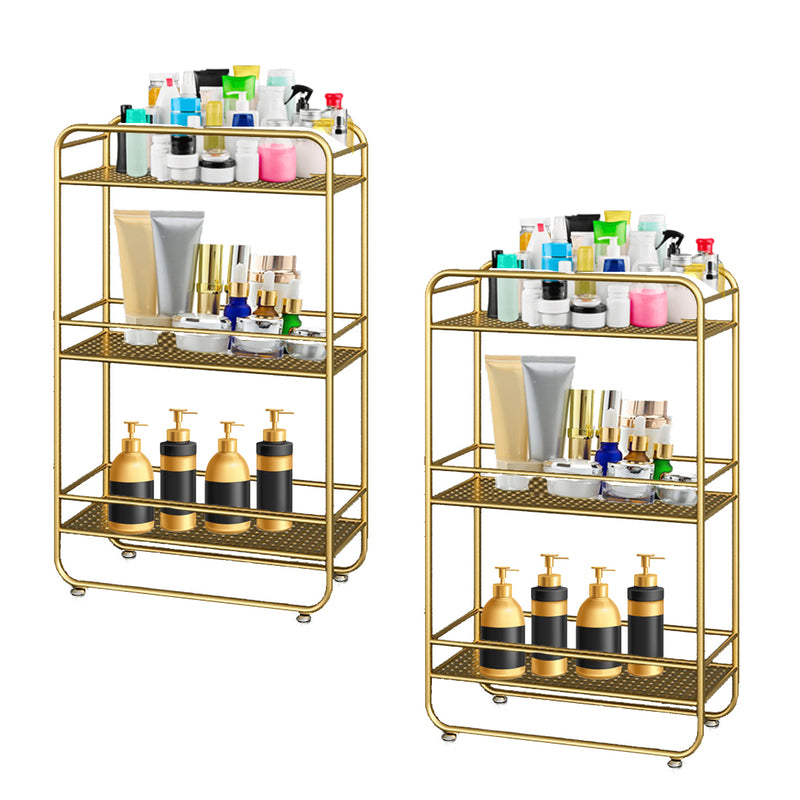 2X 3 Tier Metal Bathroom Shelf 50x20x80cm Gold Storage Organizer