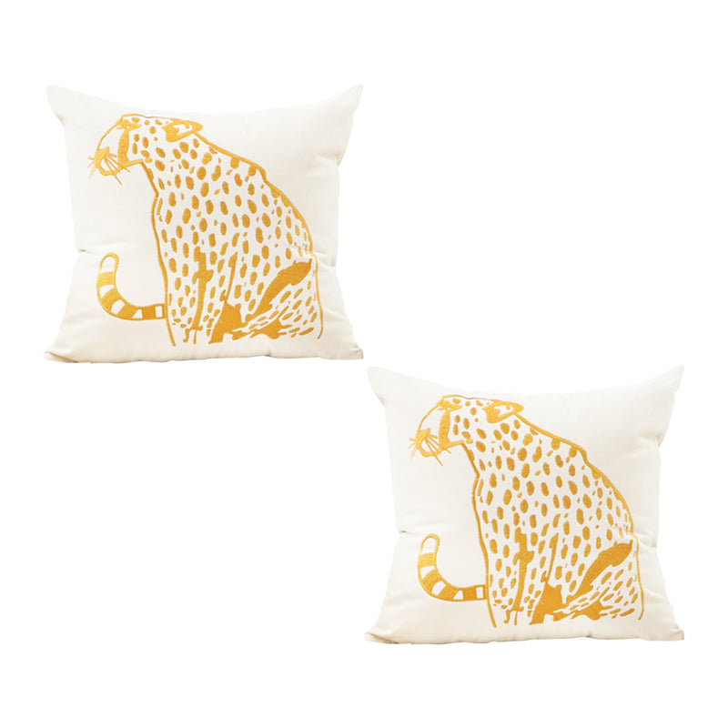 2X Throw Pillow 45cm Polyester White Golden Leopard Design Square Thick
