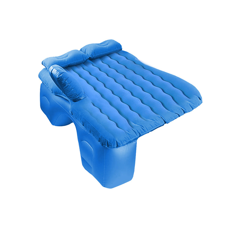 Blue Inflatable Car Mattress Portable Camping Air Bed with 2 Pillows and Pump