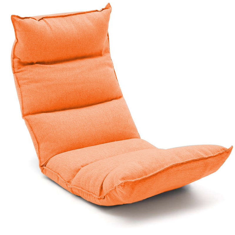 Foldable Suede Floor Sofa Bed Recliner Chair 5 Angles Orange 130cm