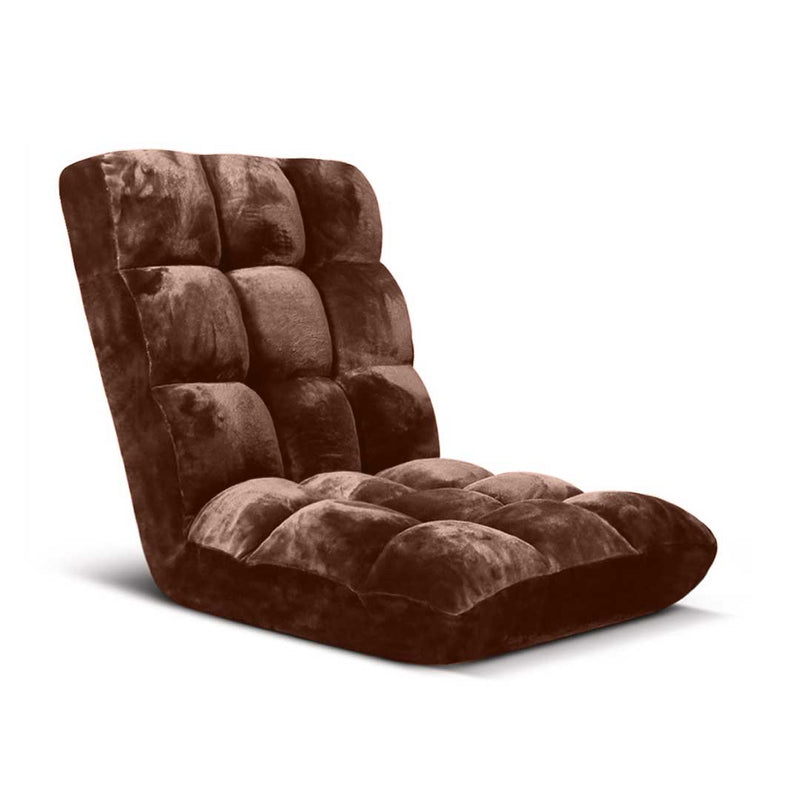 6 Position Folding Floor Recliner Cushion Memory Foam Plush 108x53x10cm Coffee