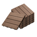 11 Pcs Light Chocolate Wooden Composite Decking Tiles Slip Resistant Outdoor