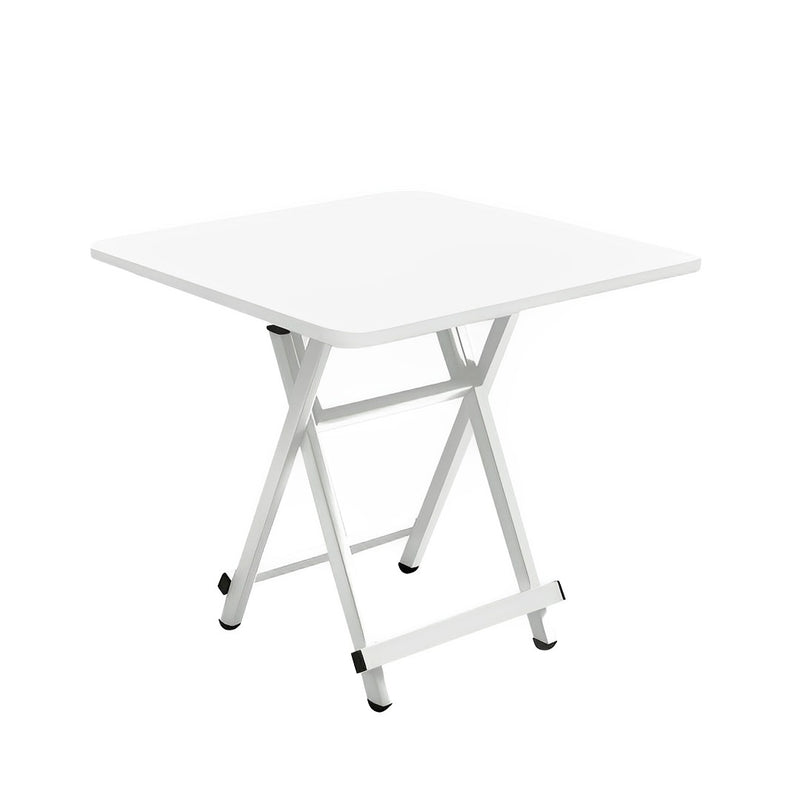 White Square Folding Dining Table MDF Top Aluminum Alloy Legs 60x60x70cm