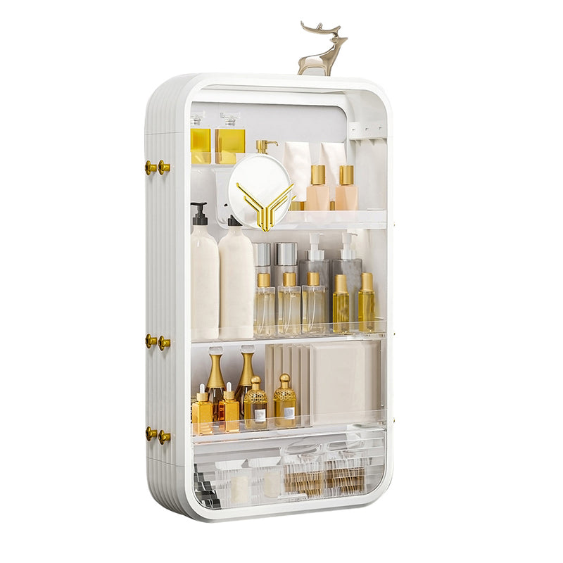 White 3 Tier Cosmetic Storage Rack Vanity Tray Organizer ABS Material 40cm