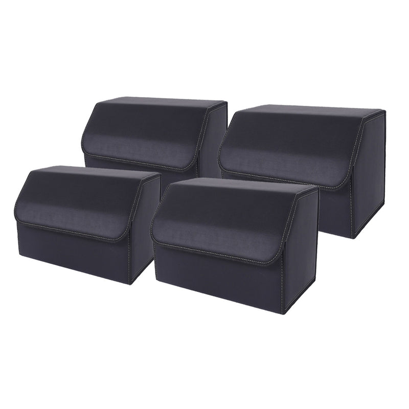 4X Leather Car Trunk Cargo Organizer Foldable Collapsible 40x30x30cm Black