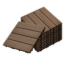 11 pcs Dark Chocolate Wooden Composite Decking Tiles Outdoor Slip Resistant