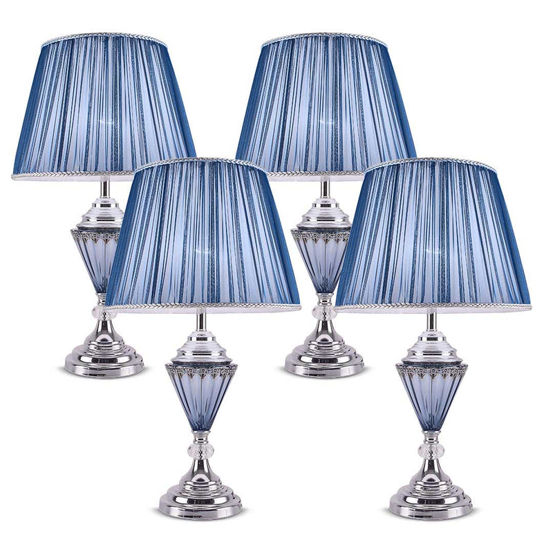 4X LED Metal And Fabric Table Lamp 36cm X 63cm Elegant Drum Warm Shade