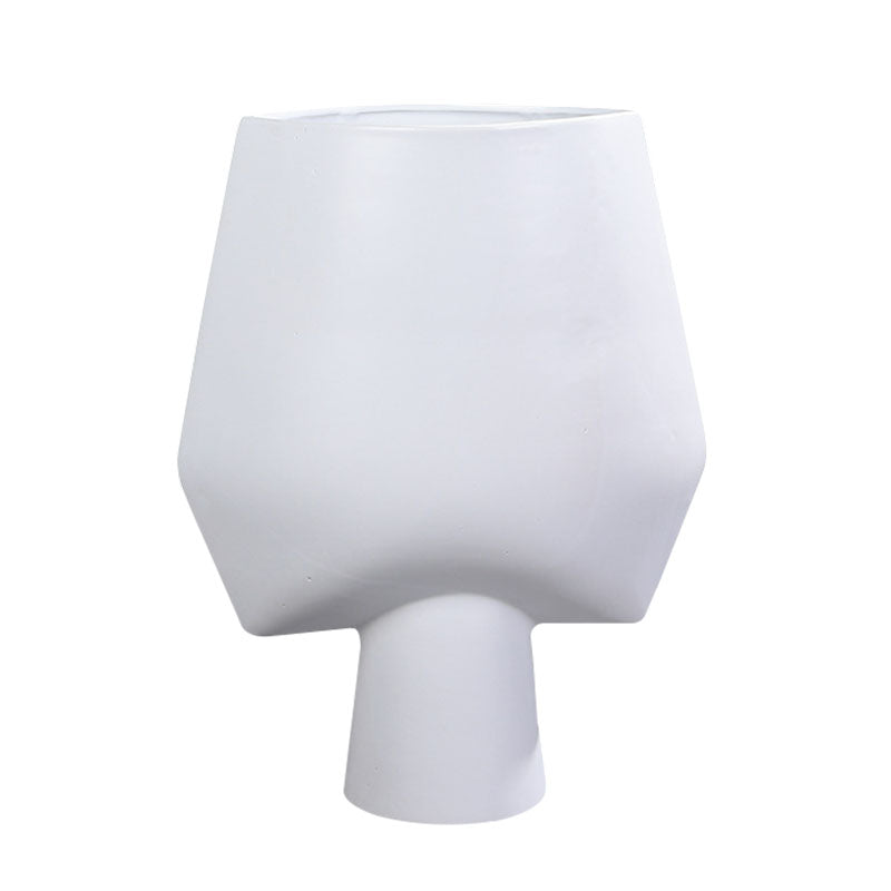 White 33x43cm Handcrafted Ceramic Square Vase Modern Abstract Home Decor