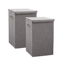 2X Grey Large Collapsible Laundry Hamper Foldable Canvas Basket Storage Organizer