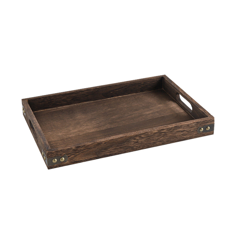 Medium Walnut Rectangular Tung Wood Serving Tray Cutout Handles 36cmx24cmx4cm