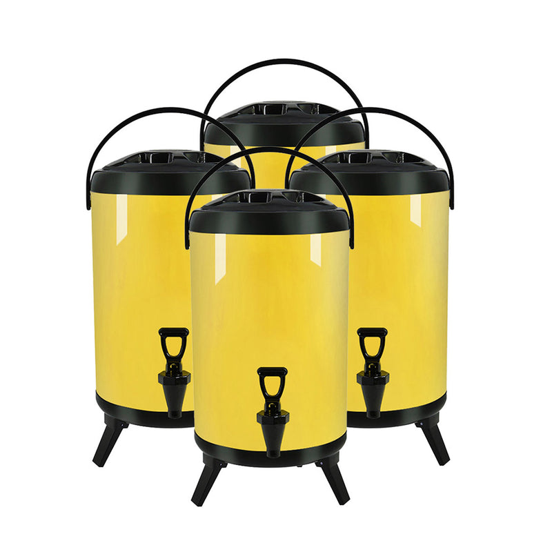 4X 10L Stainless Steel Insulated Hot And Cold Beverage Dispenser Faucet Yellow