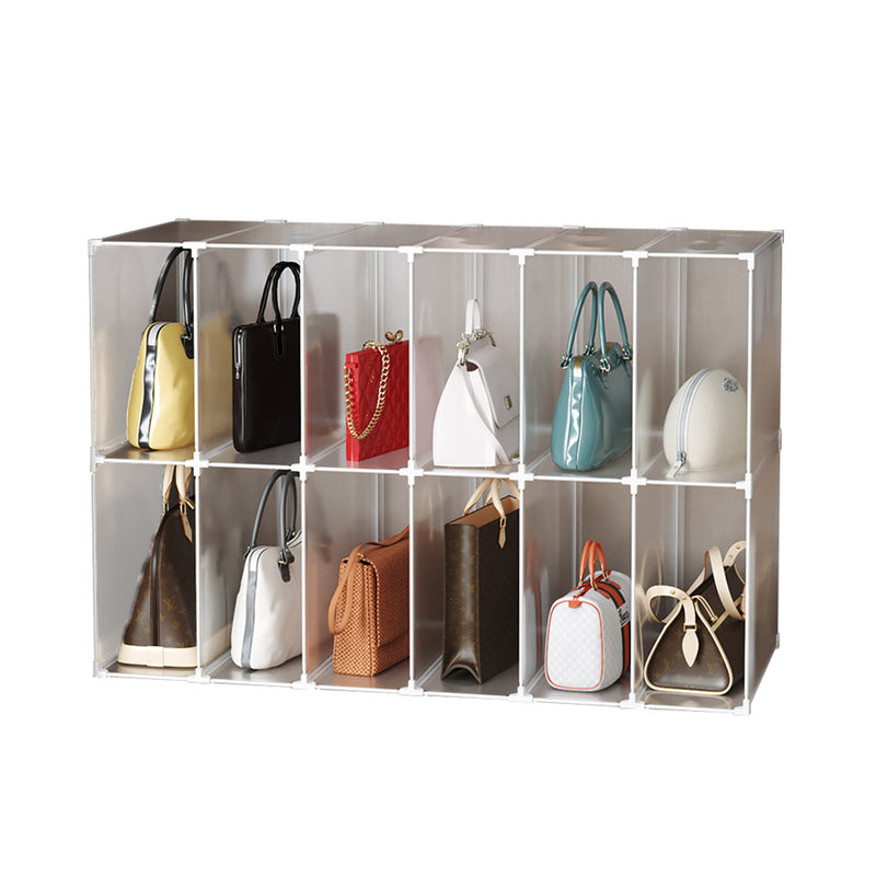 12 Cube Foldable Bag Organizer Box Polypropylene Plastic 105x47x72cm Transparent