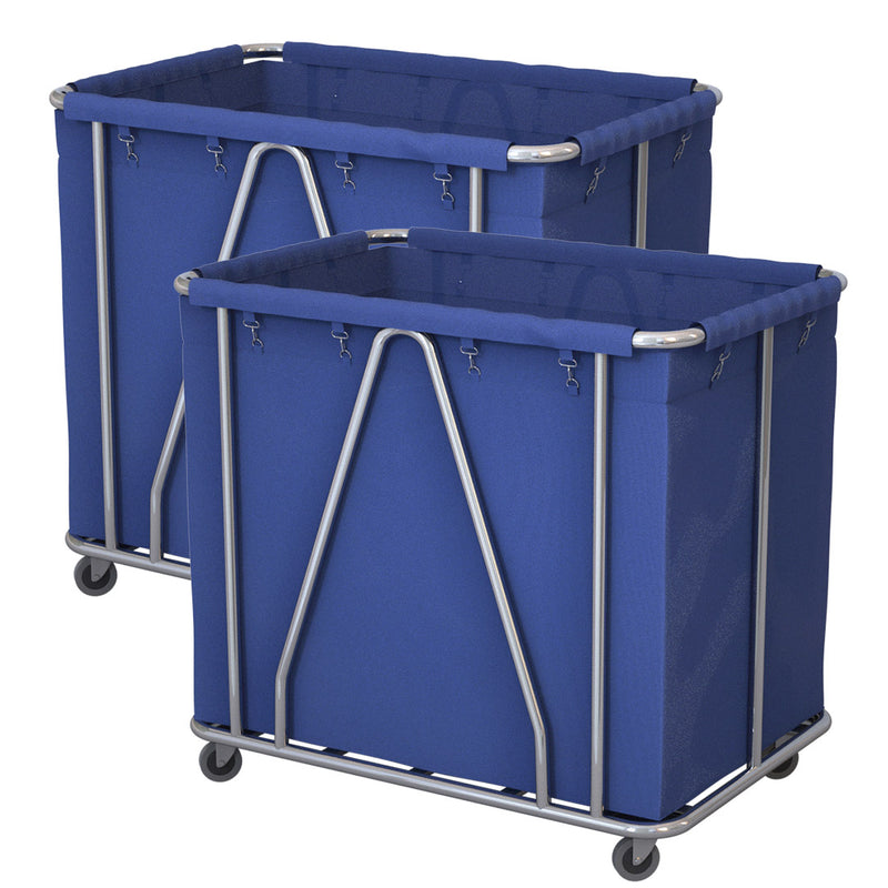 2X Commercial Stainless Steel Linen Cart 97x59x94cm Castor Wheels White