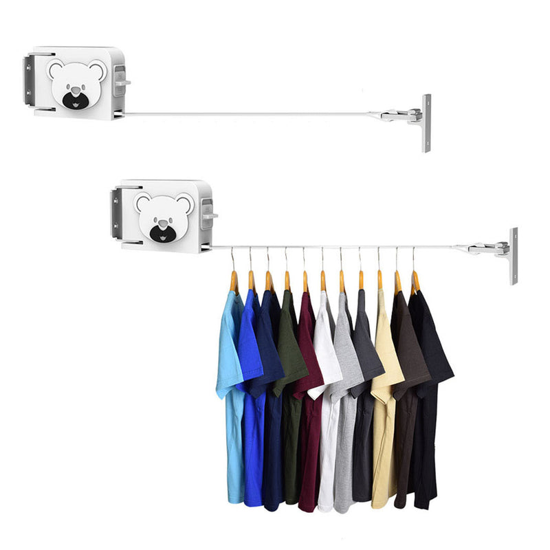 2X 160mm Wall Mounted Retractable Clothesline Rack ABS Aluminum 20kg White