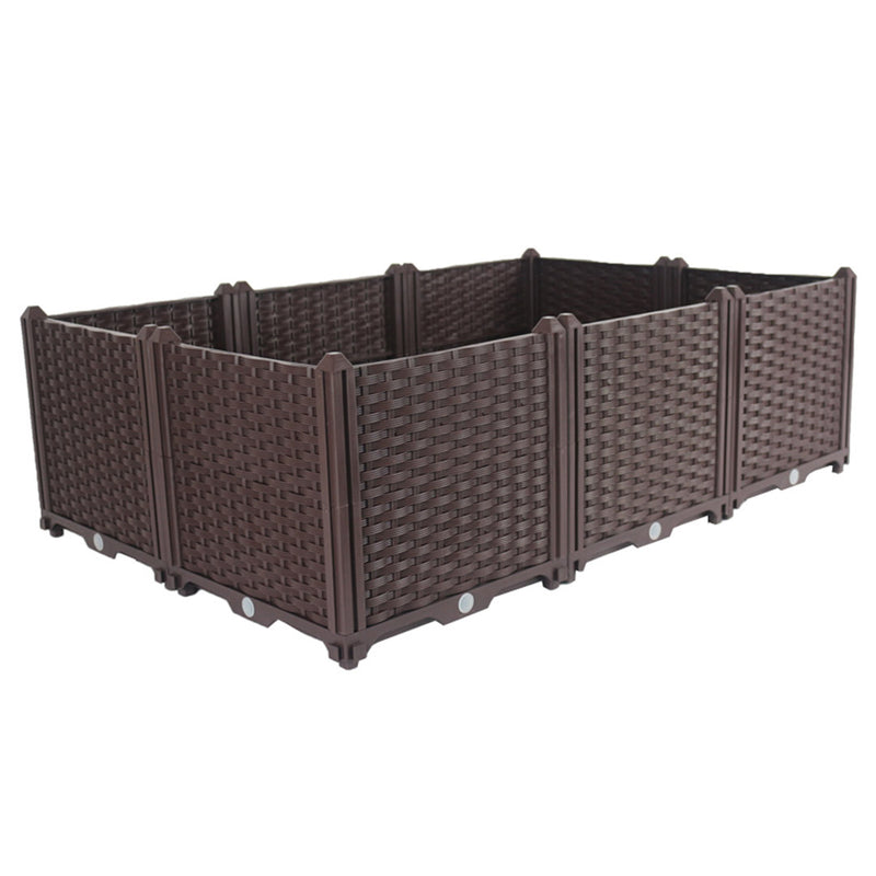 120cm X 80cm X 36cm Raised Planter Box Plastic Self Watering Outdoor Dark Brown